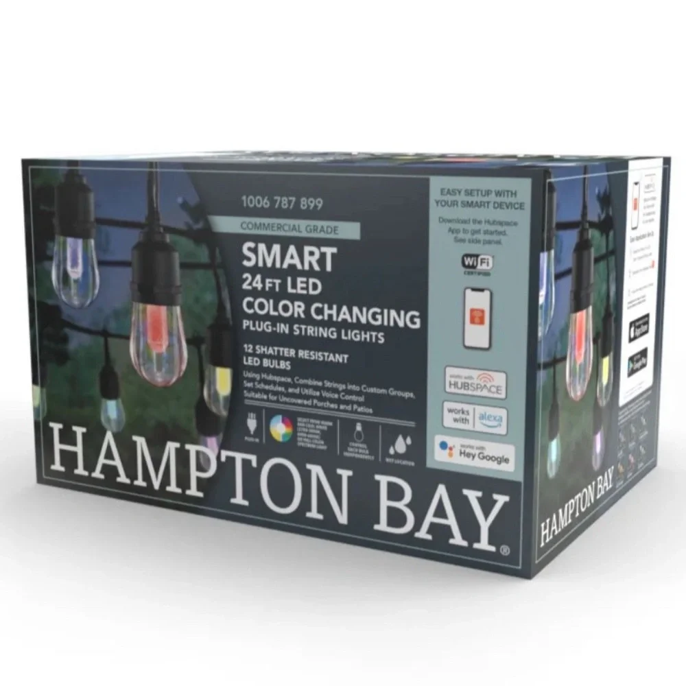 HAMPTON BAY SMART 24FT LED MULTICOLOR CHANGING PLUG-IN STRING LIGHTS 🌟NIB🌟